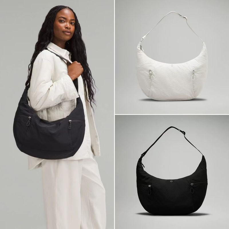Borsa a tracolla Lu Same Style Horn, a doppia faccia, grande capacità, morbida e leggera, casual e versatile, a mezzaluna_voghion.com