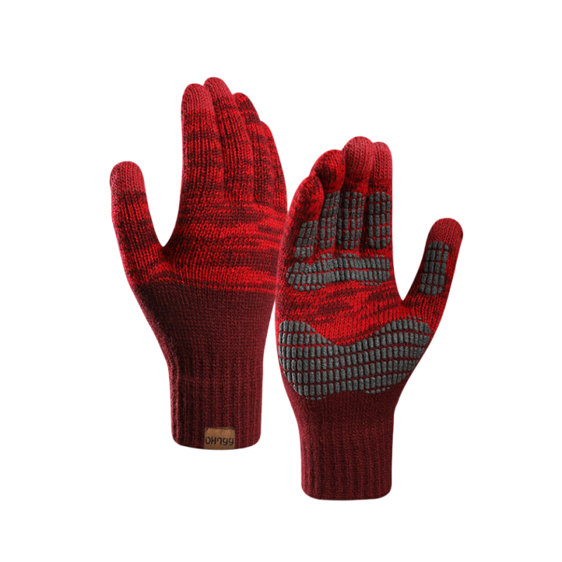 Plus Size Men's Autumn and Winter Padded Colorblocked Offset Printed Touch Screen Warm Knitted Gloves_voghion.com