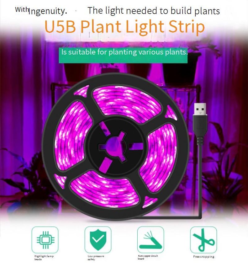 Striscia LED USB a spettro completo con sensore touch e wave, luce per la crescita delle piante da 5 V per piante da interno_voghion.com