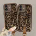 Custodia per telefono con cordino e stampa leopardata per iPhone 16 11 12 13 14 15 Pro MAX Plus XS Max XR 7 8 Plus con cinturino da polso in TPU morbido_voghion.com
