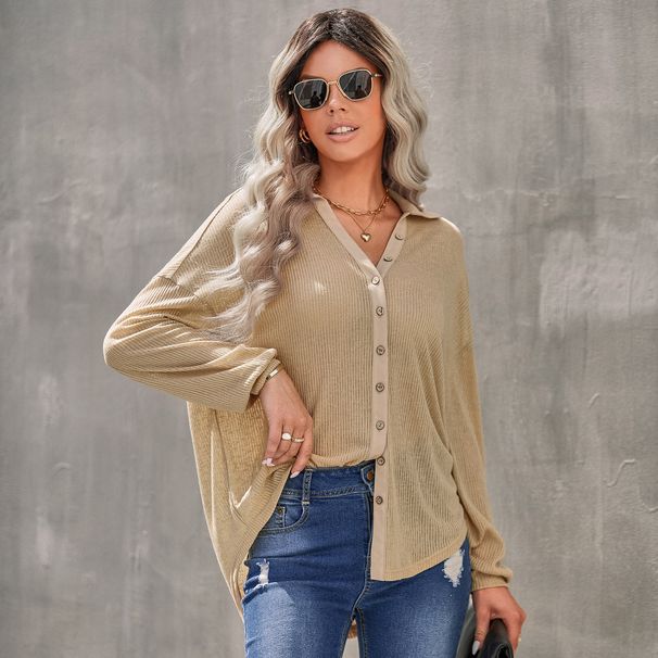 Γυναικείο πλεκτό τοπ σε λεπτή γραμμή, χαλαρή εφαρμογή_voghion.com