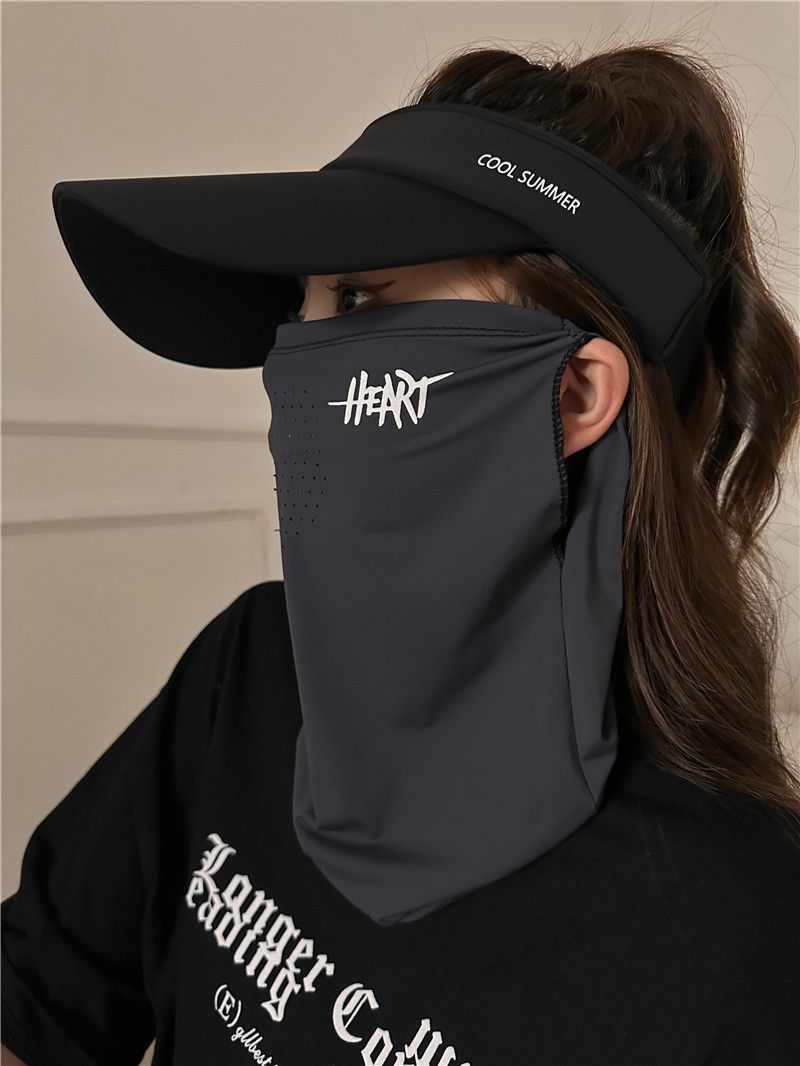 Maschera solare integrata per uomo, protezione UV, per esterni, in seta ghiacciata, con ganci per le orecchie, nuova estate 2024_voghion.com