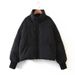 Women's Oversized Puffer Jacket, Short Casual Coat With Stand Collar, Cotton-Polyester Blend, Zip Front, Warm Winter Outerwear_voghion.com