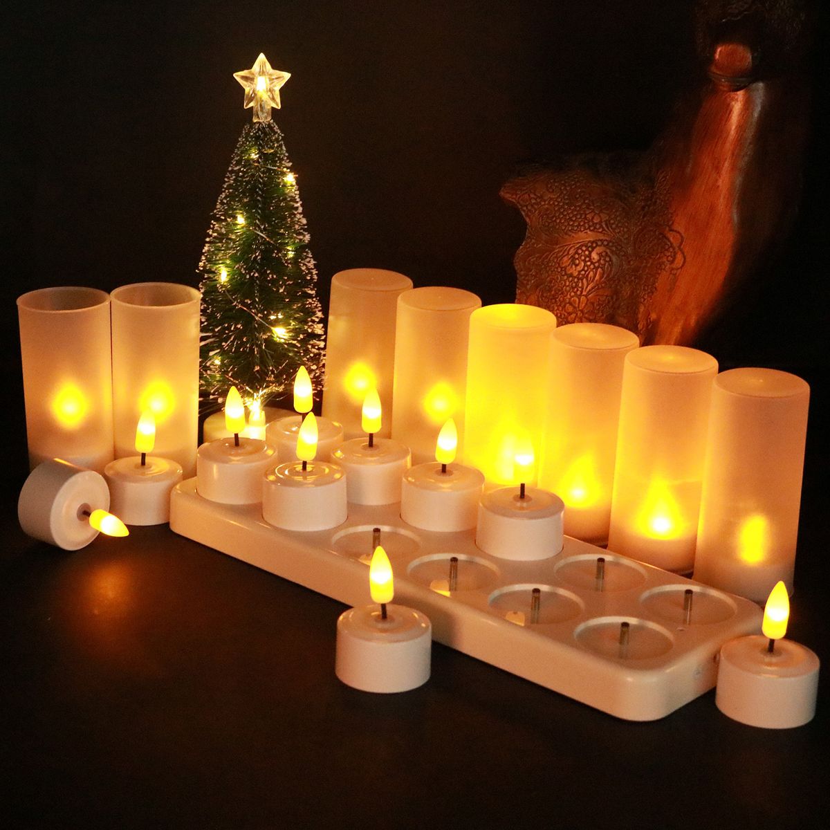 Grenzüberschreitende Kerzenlampe, transparenter Lampenschirm aus Kunststoff, Hochzeitsdekoration, Kugel, kleiner Teekerzensockel, wiederaufladbare Kerzenlampe_voghion.com