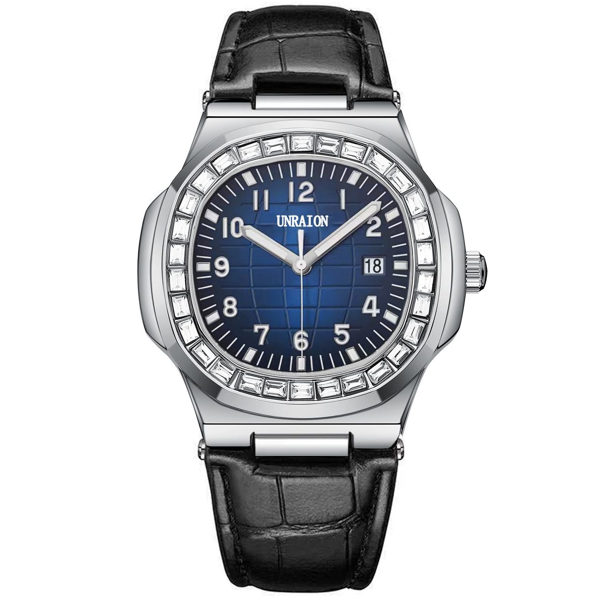 Nautilus Diamond Inlaid Men's Watch New Fully Automatic Mechanical Watch Waterproof Calendar Luminous Quartz Watch_voghion.com