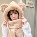 New designer models temperament trend commuter leisure ladies British style birdcage tassel warm OK Bear hat scarf gloves three-piece set_voghion.com