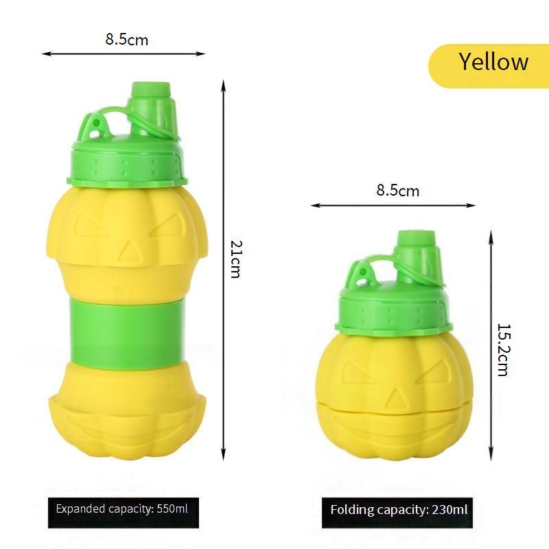 Opvouwbare siliconen waterfles van 550 ml - schattig pompoenontwerp, waterbeker voor kinderen voor hardlopen en sporten in de buitenlucht (BPA-vrij, lekvrij)_voghion.com