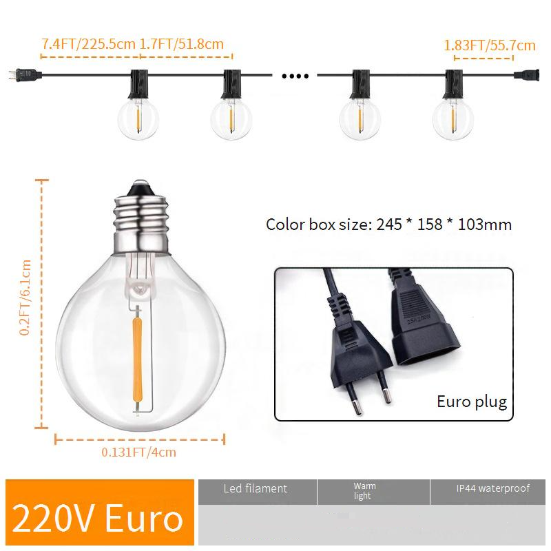 ​G40 Led Solar String Lights - Waterproof Outdoor Christmas Lights For Garden & Patio Decor (High Voltage 8 Modes Ip65 Rated)​_voghion.com