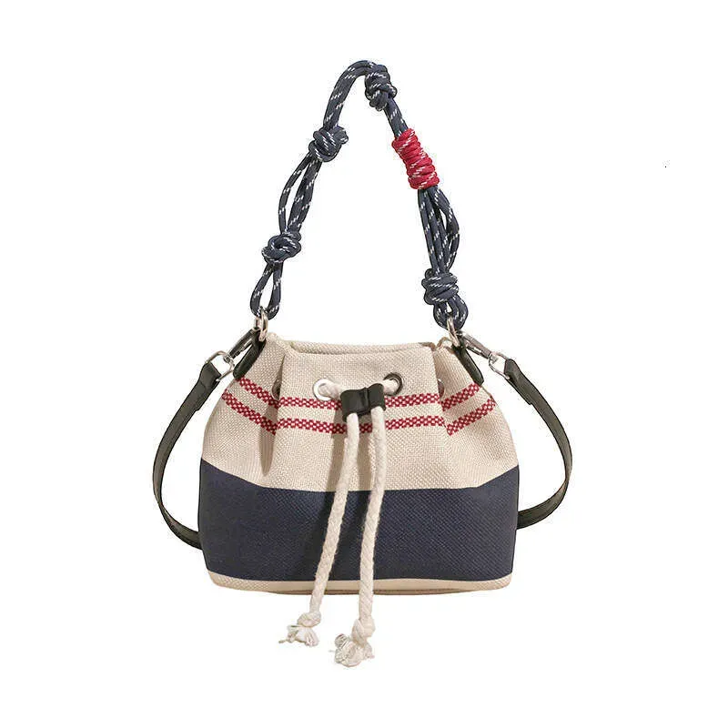 This Year's Trend: Niche Design Small Bags Women's Versatile Canvas Crossbody Color-Block Handheld Bucket Bag_voghion.com