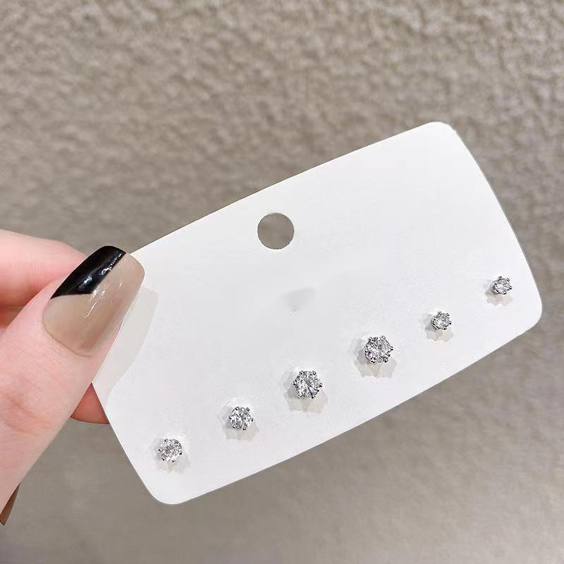 Ensemble de boucles d'oreilles simples et polyvalentes en argent zircon super scintillant pour hommes et femmes_voghion.com