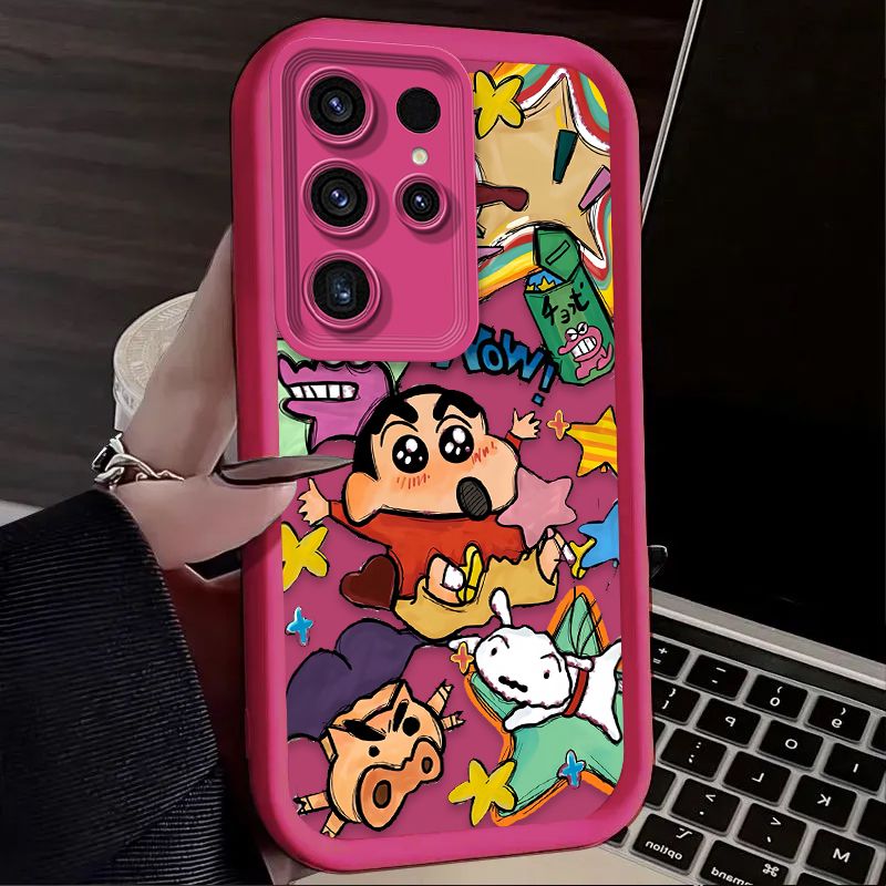 C-Crayon S-ShinChan Matte Phone Case for Samsung Galaxy S25 S24 S23 Ultra S22 S21 Plus FE 5G A54 A34 A14 A73 A53 A33 5G Cover_voghion.com