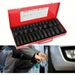 35PCS 1/2' Drive Red Deep Impact Socket Set - Metric 8-32mm For Spindle Axle Nuts, Heavy Duty With Portable Case For Garage, Auto Mechanics & DI_voghion.com