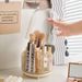 Organizador de brochas de maquillaje giratorio de 360°: caja de almacenamiento de cosméticos con múltiples compartimentos para brochas, labiales y delineadores (estilo minimalista moderno)_voghion.com