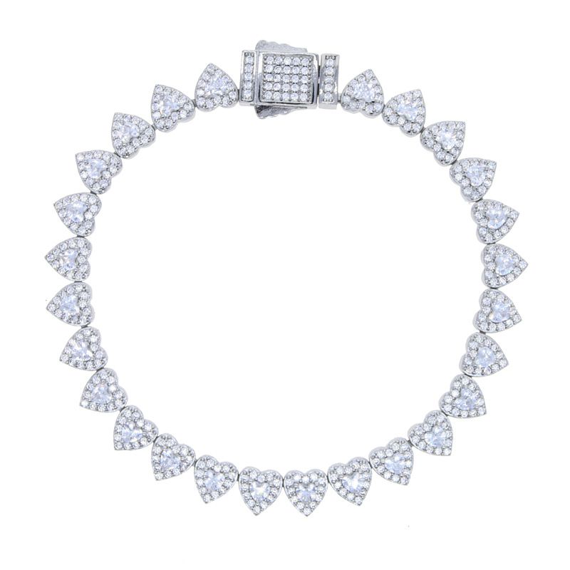 Chain & Link Bracelets Hip Hop New 7mm Heart Shaped Zircon Bracelet Fashion Trend Ladies Bracelet_voghion.com