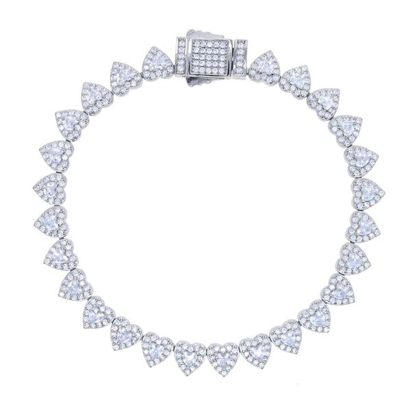 Chain & Link Bracelets Hip Hop New 7mm Heart Shaped Zircon Bracelet Fashion Trend Ladies Bracelet_voghion.com