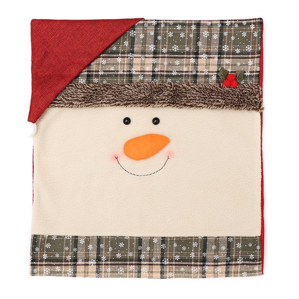 Festliches Weihnachtsstuhlhussen-Set – Gemütliches Schneemann- und Weihnachtsmann-Design mit Schneeflockenmuster (Rot/Weiß)_voghion.com
