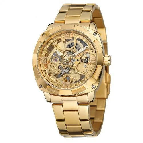 Men's Automatic Mechanical Watch With Skeleton Dial, Retro Style, Luminous Hands, Water Resistant 30M, Stainless Steel Strap_voghion.com