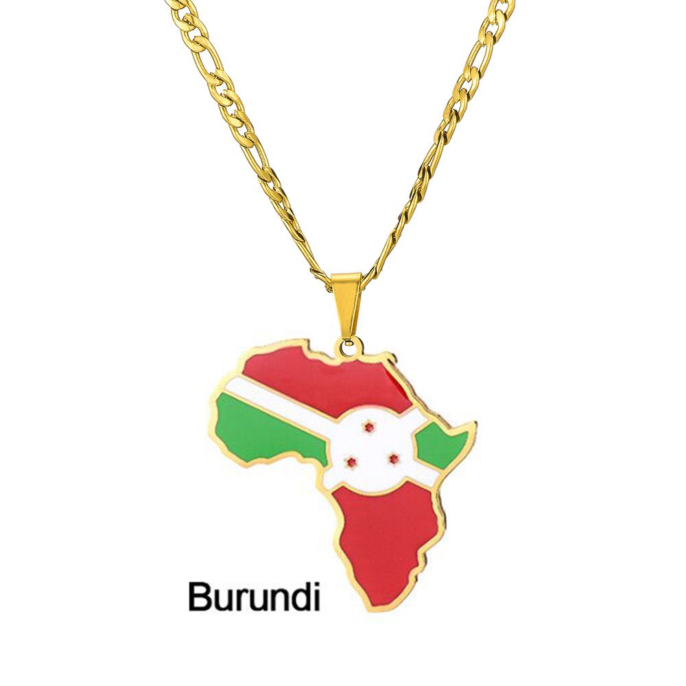 Hop Hip Jewelry Map Nigeria Somalia Angola Stainless Steel Necklace_voghion.com