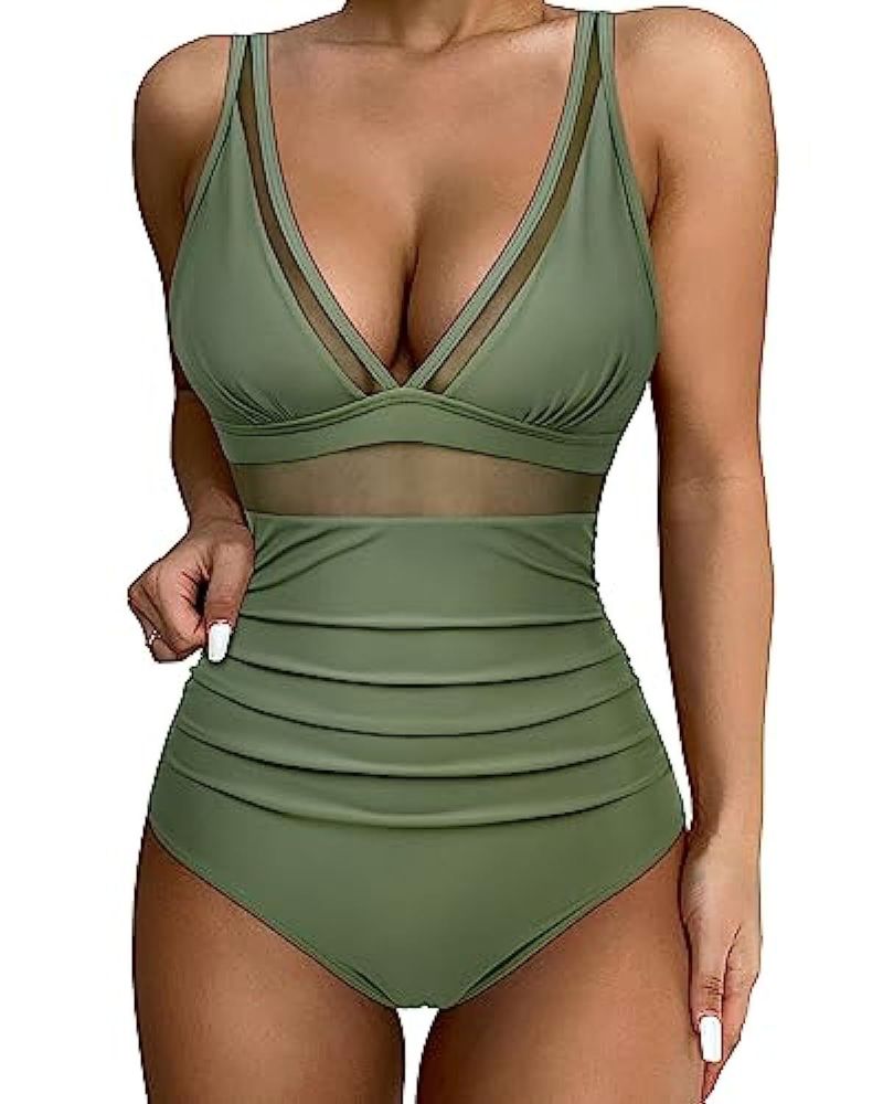 Sexy Cut-out Mesh Deep V Bikini Swimsuit_voghion.com
