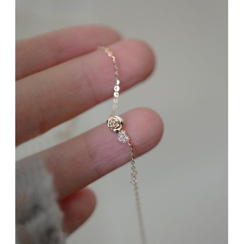The Little Prince's S Silver Plated Sparkling Rose Heart Extremely Fine Bracelet_voghion.com