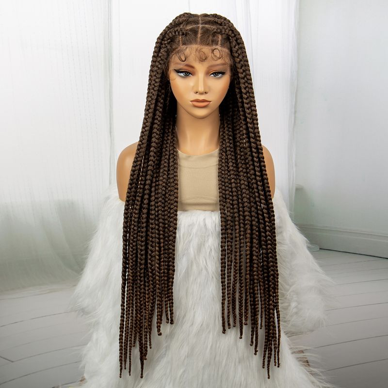 Diadema trenzada de peluca tejida hecha a mano pesada africana de encaje completo de 360 ​​​​° con cabello de bebé, 32 pulgadas de largo, informal, elegante y cómoda para el uso diario_voghion.com