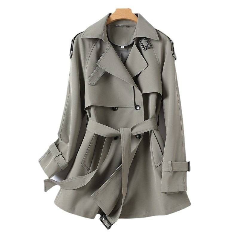 Women's autumn temperament fashion waist slim British style short trench coat 8529_voghion.com