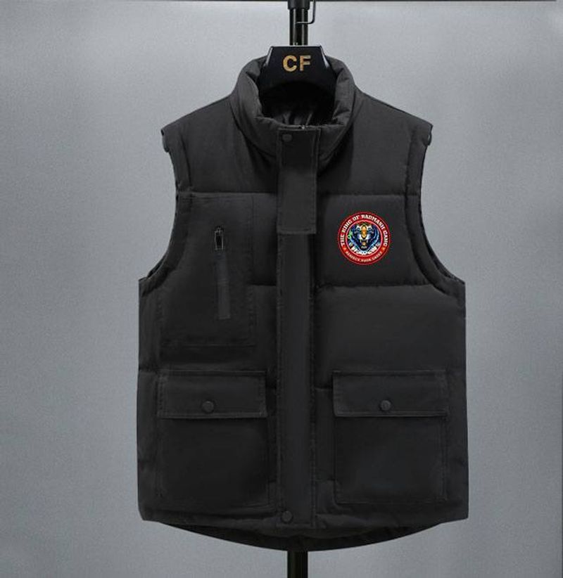 Men's Y2K Puffer Vest - Minimalist Print Quilted Sleeveless Jacket (Black/Gray)​_voghion.com