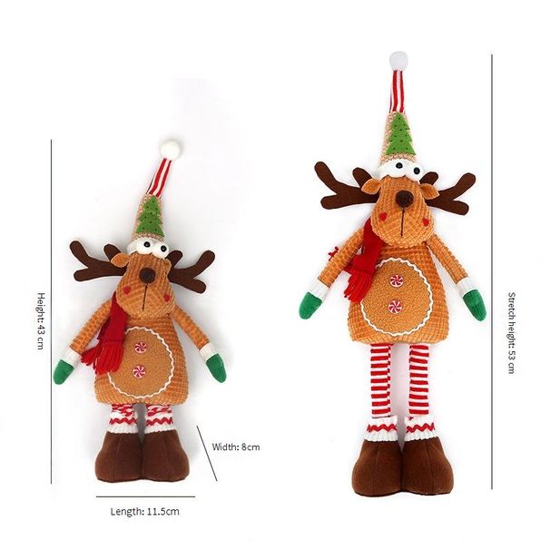 Stretchy Christmas Reindeer Plush Toy - Festive Home Decor, Holiday Tabletop Decoration For Xmas Tree, Shelf & Window Display_voghion.com