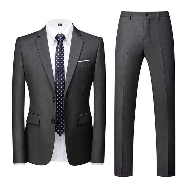 Herrenbekleidung Four Seasons Light Business Korean Herren Slim Date Anzug Zweiteiliger Anzug Bräutigam Hochzeitsbankett Kleid Studio Anzug_voghion.com