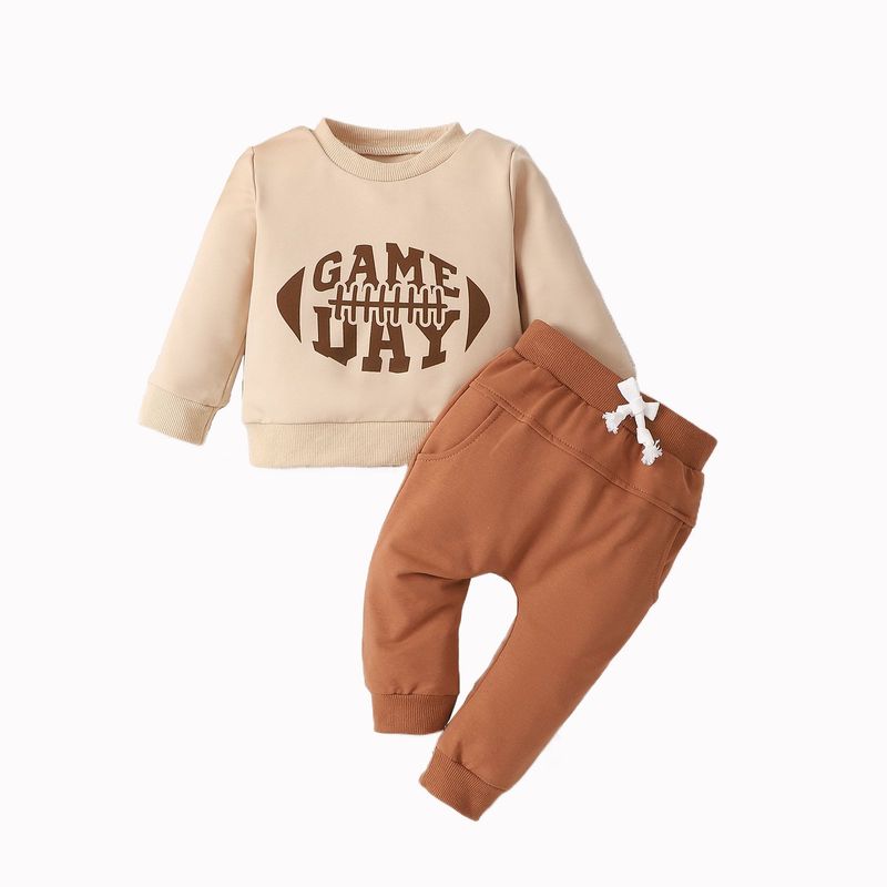 Baby Clothing Baby two-piece long sleeve printed rugby hoodie + solid color pants suit for children_voghion.com