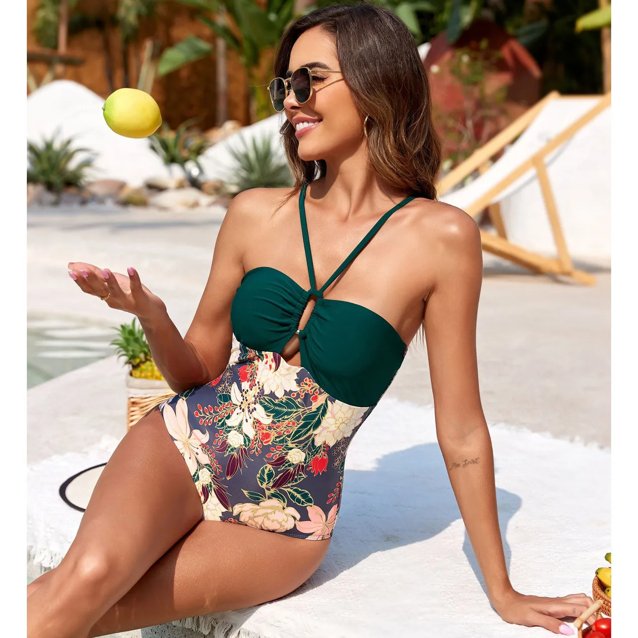 Vêtements pour femmes Maillot de bain une pièce Maillot de bain dos nu Maillot de bain deux pièces Voile_voghion.com