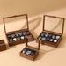 walnut wood grain watch storage box multi-bit watch collection box display transparent display box watch display box_voghion.com