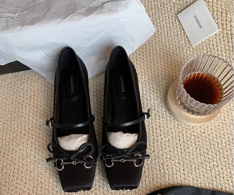 French girl bow heightening all-match pig nose Mary Jane shoes women's genuine leather_voghion.com