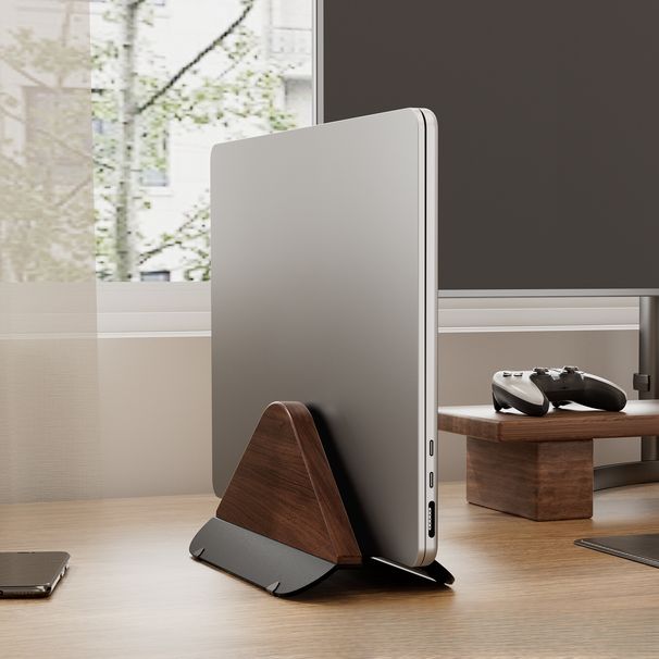 Supporto verticale regolabile per laptop da scrivania, supporto in legno per laptop_voghion.com