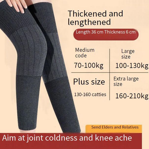 Genouillères thermiques pour femmes et hommes – Genouillères extra-longues doublées polaire pour temps froid, yoga et sports d'hiver (noir/beige/gris, M-XXL)_voghion.com