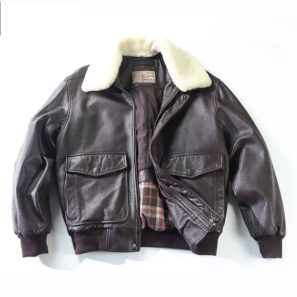 Men’s Genuine Sheepskin Leather Jacket – Oversized Biker Style With Notch Lapel & Zipper Closure (Brown, Premium Lambskin, Retro Vintage Look)_voghion.com