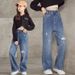 2022 New Collection Girls' Cowboy Wide Leg Middle Large Women's Pants Spring and Autumn Korean Style Children's Clothing_voghion.com