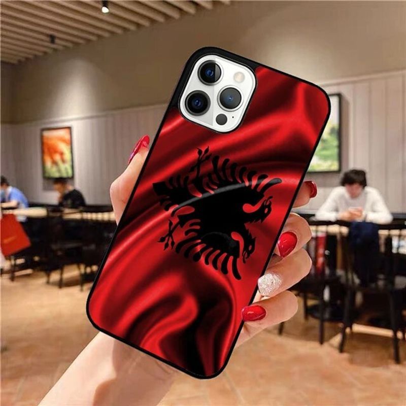 Bandeira da albânia águia caso de telefone capa traseira para iphone 15 se2020 14 13 11 12 pro max mini xs xr x 8 plus 7 6s escudo coque_voghion.com