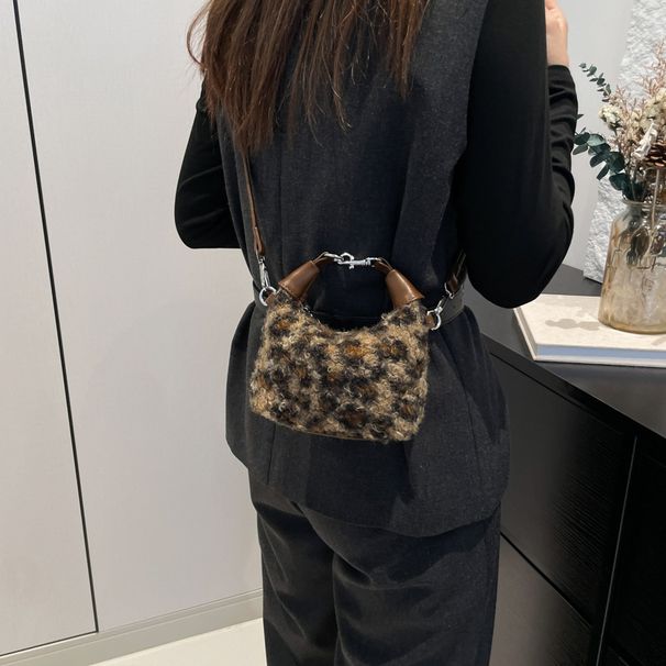 Mini borsa autunno e inverno in lana a quadri per le donne nuovo stile retrò college borsa sottobraccio versatile borsa a tracolla messenger cuscino_voghion.com