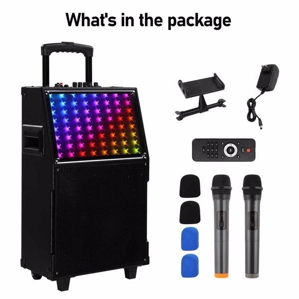 12in 60W With LED Spectrum Light, Bluetooth Remote Control, Pull Rod Speaker_voghion.com