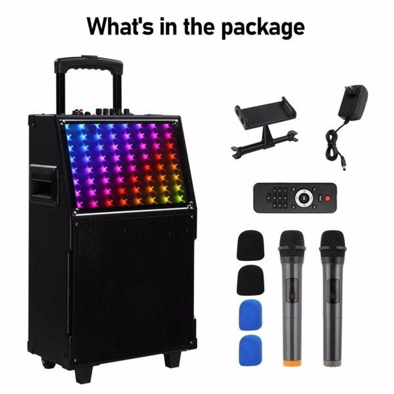 12 Zoll, 60 W, mit LED-Spektrumlicht, Bluetooth-Fernbedienung, Zugstangenlautsprecher_voghion.com