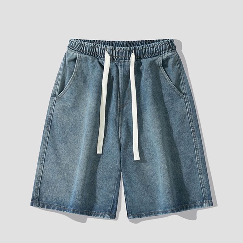 Short fin d'été en Denim, pantalon tendance américain, cinq décontracté pour hommes_voghion.com