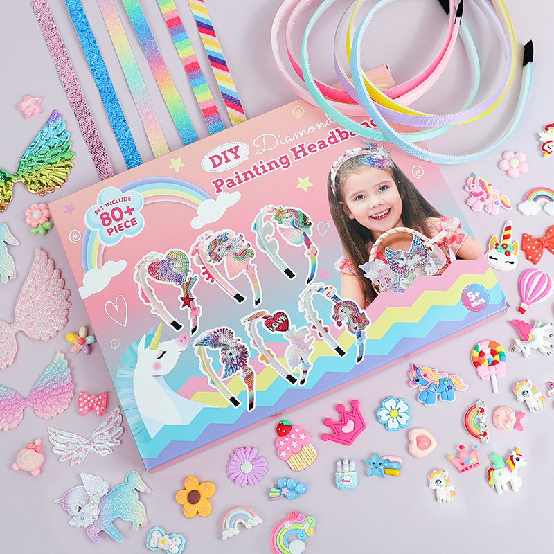 Children's Diy Diamond Butterfly Headband Cartoon Girl Hair Accessories Headdress Handmade Toy Material Set_voghion.com