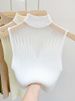 Mesh Knitted Top Women Y2K Tank Top Half Neck Vest Female Sleeveless Sweater Chic Cut Out Streetwear Solid Skinny Tube Top_voghion.com