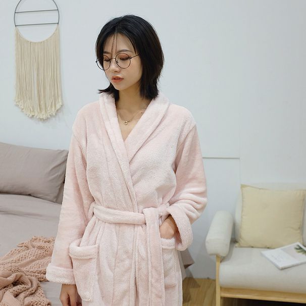 Ρόμπα Σπιτιού από Soft Touch Micro Fleece με Κουκούλα, Πλούσια Μακριά Ρόμπα Spa, Απορροφητική Ρόμπα_voghion.com