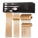 24-Piece Stainless Steel Cutlery Set - Steak Knives Forks & Coffee Spoons In Elegant Gift Box_voghion.com