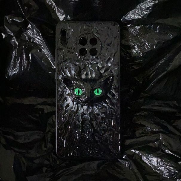 Leuchtendes Dämon Cthulhu 3D-Katzenauge-Telefon, kompatibel mit 15 Pro Max Niche Ins Case_voghion.com