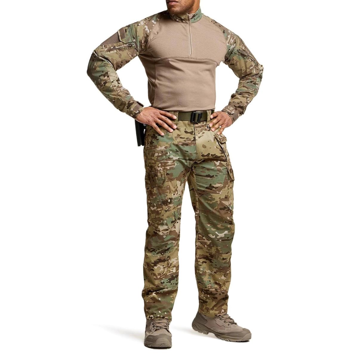 Taktische Cargohose für Herren – Militärische Camo-Arbeitshose für den Außenbereich mit hoher elastischer Taille, strapazierfähiges Polyester zum Wandern und Überleben in der Stadt_voghion.com