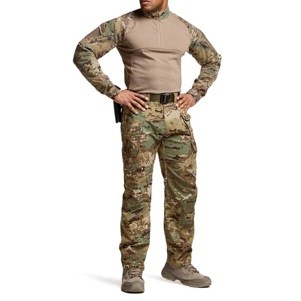 Taktische Cargohose für Herren – Militärische Camo-Arbeitshose für den Außenbereich mit hoher elastischer Taille, strapazierfähiges Polyester zum Wandern und Überleben in der Stadt_voghion.com
