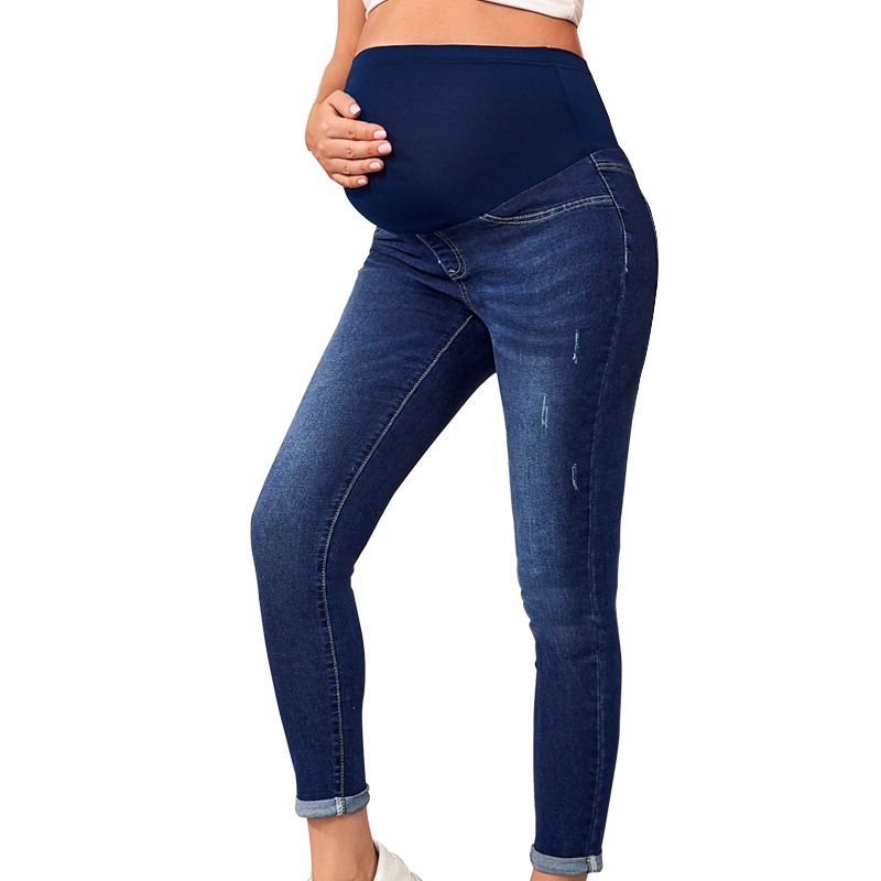 Vêtements pour femmes Jeans de maternité Vêtements de maternité Taille haute Lifting du ventre Élastique aux hanches_voghion.com